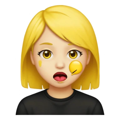 Emo side part biting lip yellow emoji sticker