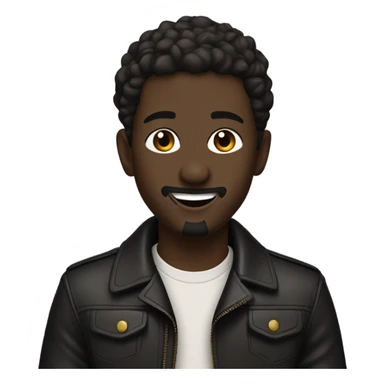 smiling darkskin boy in leather jacket with goatee beard and septum piercing sticker