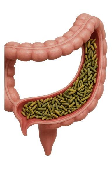 batteri intestinali in un tratto di colon anatomico umano, iperrealistico 4k sticker