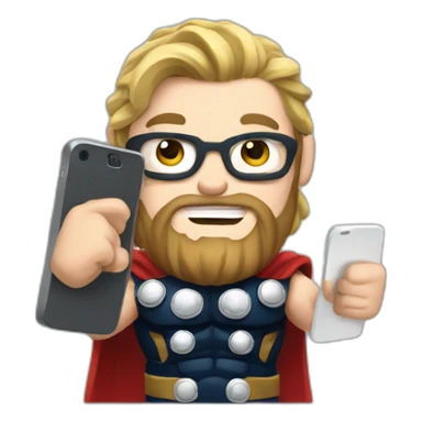 Muscular Nerdy Thor Holding A Phone sticker