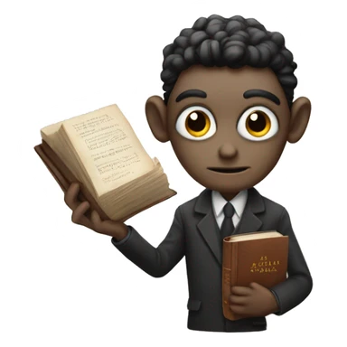 Kafka holds a book in his hands sticker