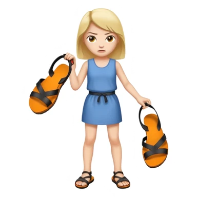 Una chica enojada con una chancla en la mano sticker