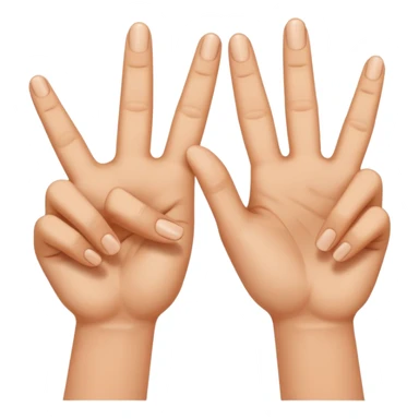 W V as hand signs. 5 fingers on each hand sticker
