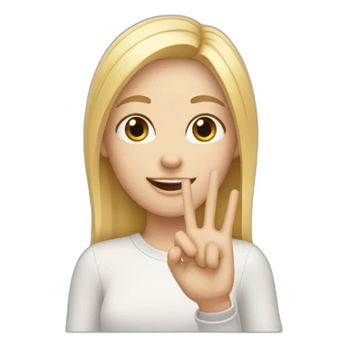 white skin girl with blonde hair showing THREE fingers up on her one hand sticker
