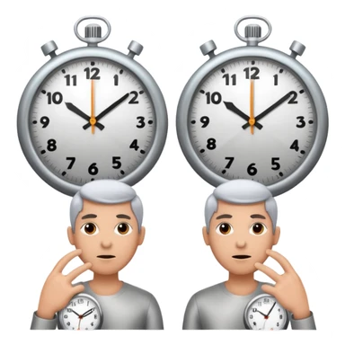A person being pulled in two opposite directions by clocks sticker