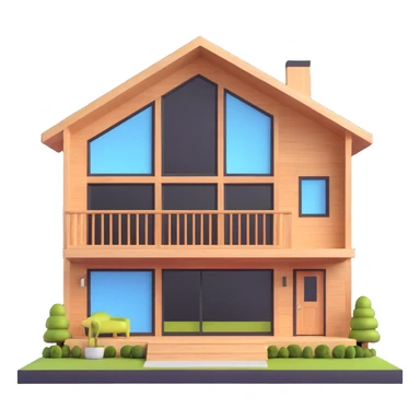 realistic modern home in forest with large windows and wooden exterior sticker