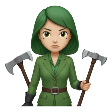 female executioner in green suit sticker