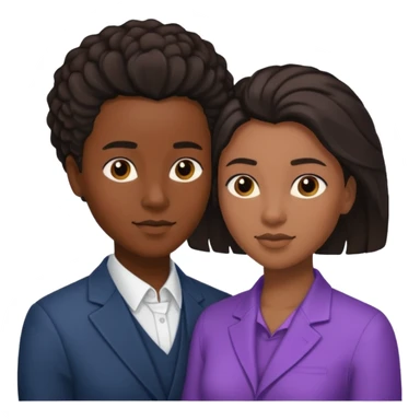 Black lesbian couple with one masculine with short hair and one feminine with long hair  sticker