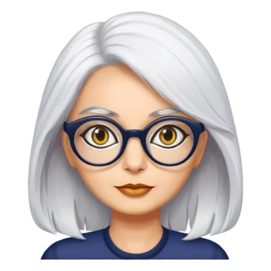 seema anand white hair with cat eyed specs sticker