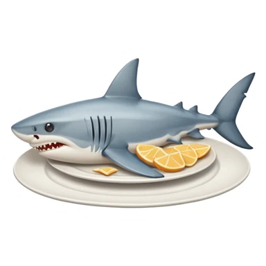 cooked shark on a plate sticker