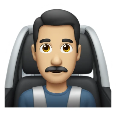 dark hair dark eye man with mustache sitting in car sticker