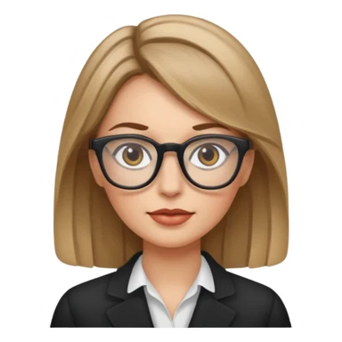 White woman,dark blonde hightlights, glasses,  sticker