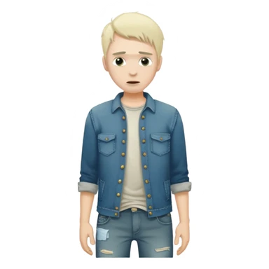 man showing empty pockets sticker