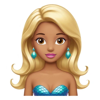 Brown skin blonde hair barbie mermaid  sticker