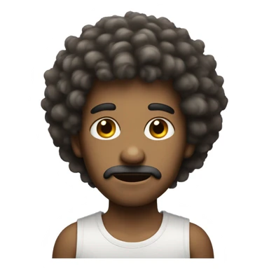 man with big eyes fluffy hair small face sticker