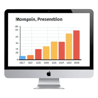 computer screen displaying a single presentation slide with a title line and a chart  sticker