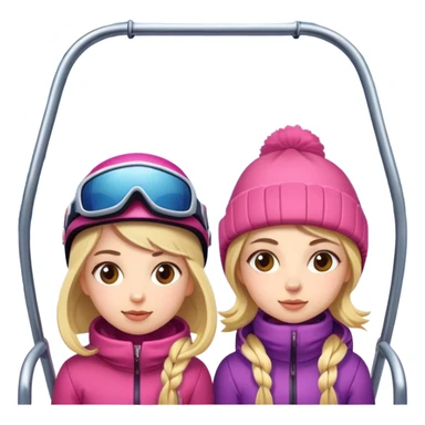 Girls on a ski lift sticker