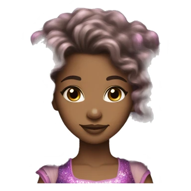 Light skin black woman long curly hair brunette fairy princess pink purple teal gold sparkles sticker