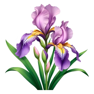 big bouquet Soft Pink Iris, luxuriant, leaf, bud sticker