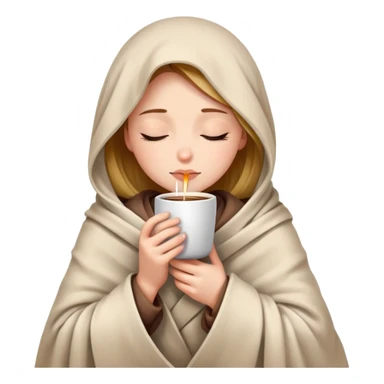girl inside a blanket sipping coffee eyes closed sticker