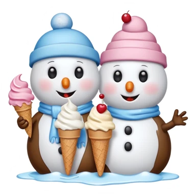 snowmen wearing cap with ice cream sticker