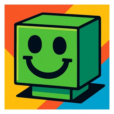 green blocky retro smiley face vibrant toon style sticker