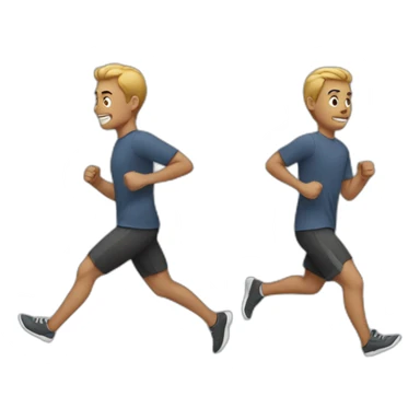 men running opposite directions sticker