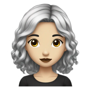 A whimsigothic girl with wheaty skin and black hair  sticker