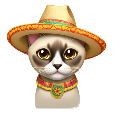 Siamese cat wearing a sombrero sticker