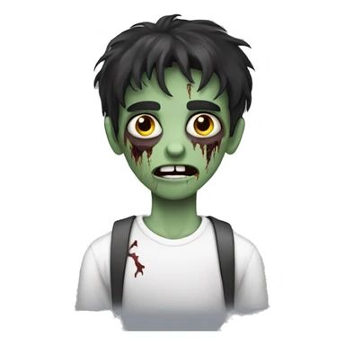 teen boy zombie with dark hair and white shirt sticker