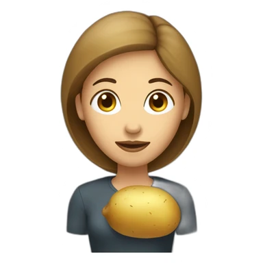 A women with a potato in replacement of the head sticker