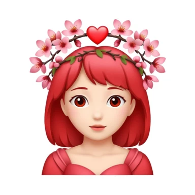 heart with sakura flower crown sticker