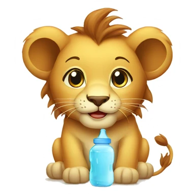 Cute lion with baby bottle  sticker