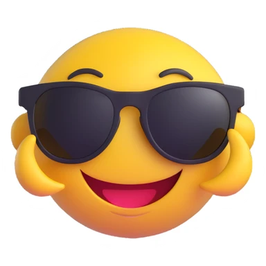 smiley face with sunglasses, 3D emoji style, no background, for a French memecoin Discord server French Cabal sticker