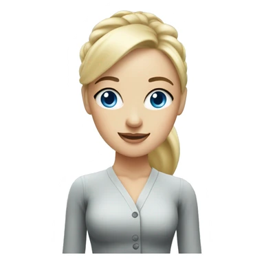 blue eyed blonde therapist with hair in bun and bangs hanging down sticker