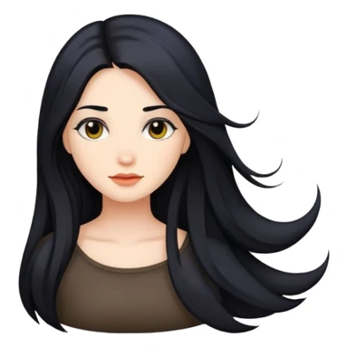 Female with black long hair sticker