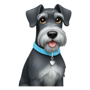 face dark schnauzer with light blue leash sticker
