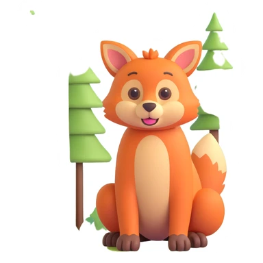 3D emoji of a furry animal in a forest setting sticker
