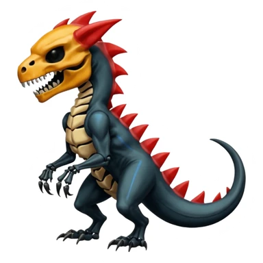 Oily smooth glossy evil sharp edgy badass skeleta skull-face skull-masked skull-headed l Charmeleon-Zeraora-Salandit-fusion, full body sticker
