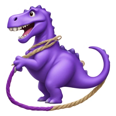 purple dinosaur trying to lasso a unicorn with buck teeth sticker