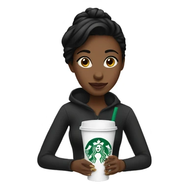 black haired girl drinking one starbucks cup sticker