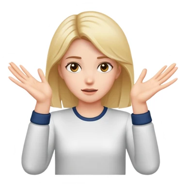 Girl throwing her hands down in front of her palms up sticker