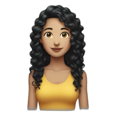 Thin woman very long black hair curly  sticker