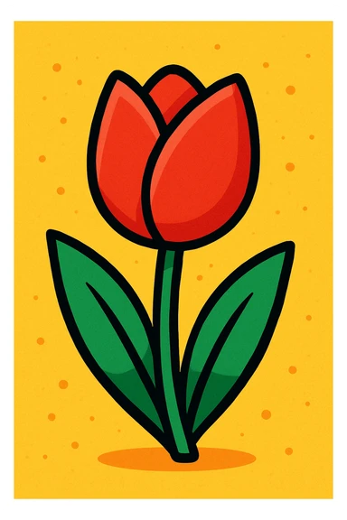 tulip, vibrant cartoon style sticker