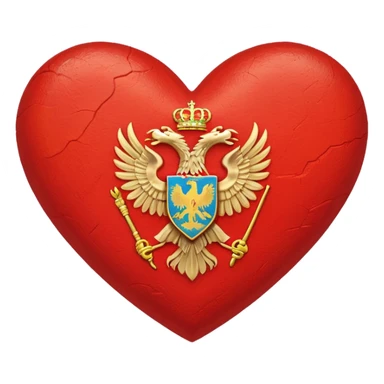 heart shape with Montenegro flag design, bold and clear, no text, emoji style sticker