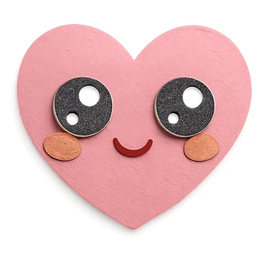 adorable chibi pink heart with large sparkling eyes, soft pastel colors, no arms or legs, full body sticker