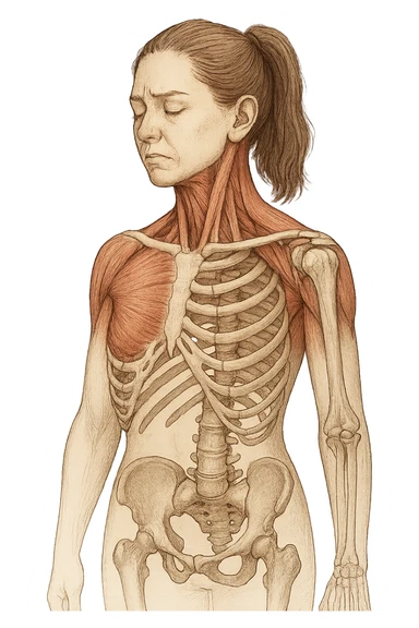 Donna con tante tensioni cervicali anatomica sticker