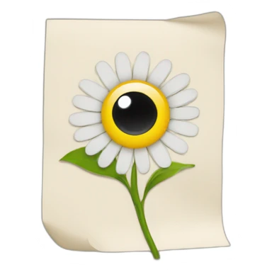 sheet of paper and flower with eyes sticker