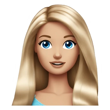 Barbie long brown hair blue eyes sticker