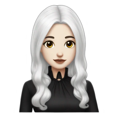 white hair girl with black gothic dress brown eyes with freckles sticker